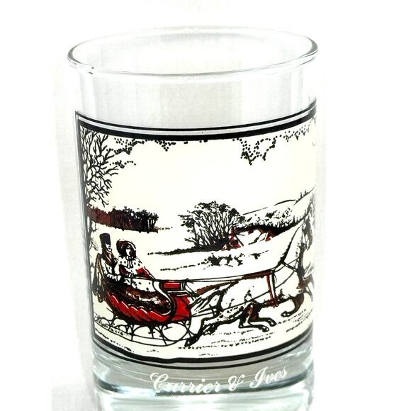 Double Old Fashioned Currier & Ives "The Road In The Winter" Glass - Picture 4 of 6